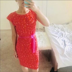 Preppy Boden orange tie waist sheath dress